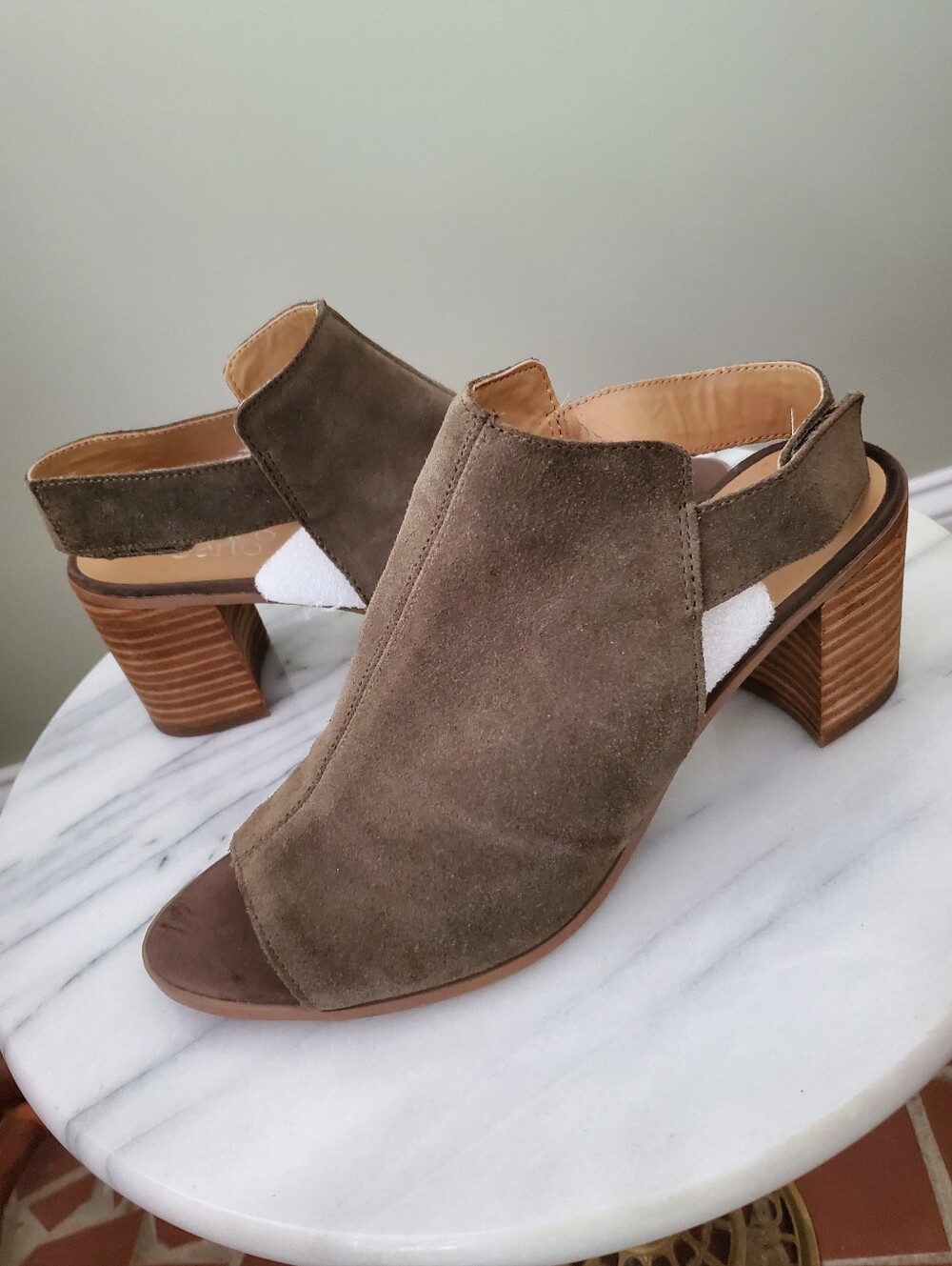 ☀️FLASH SALE!!☀Franco Sarto Helix Olive Green Suede Slingback Block Heel Sandals
